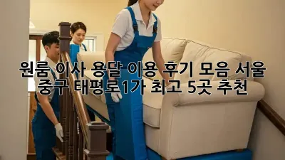 원룸 이사, 용달 이용 후기 모음: 서울 중구 태평로1가 최고 5곳 추천!